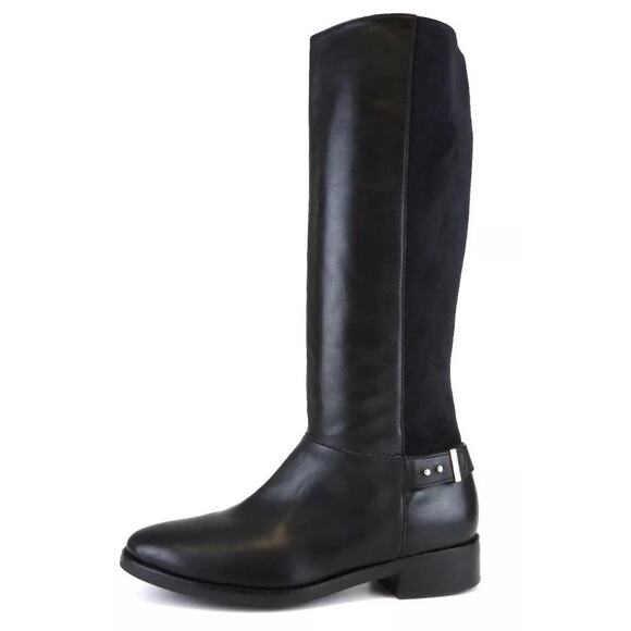 Cole Haan 8 Adler black leather and suede tall knee-high boots Riding Buckle - Picture 1 of 9